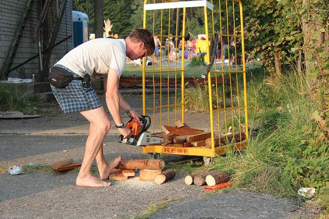 Chainsaw in the garden